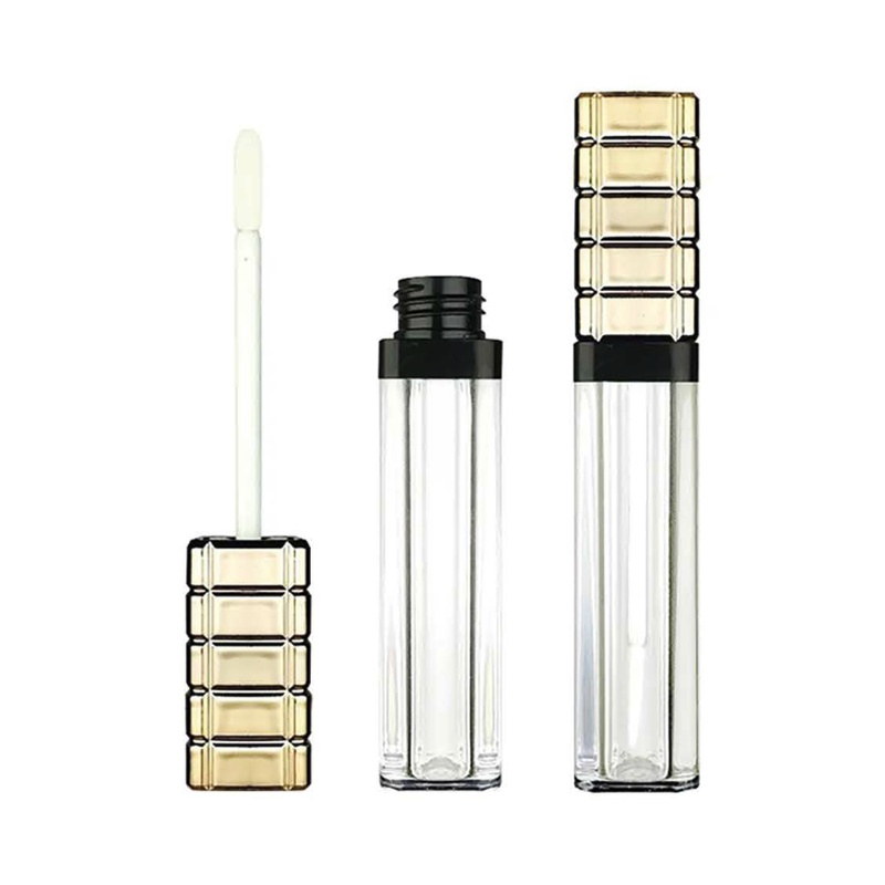 Explore our luxury lip gloss tube with gold square-patterned cap – perfect for beauty brands seeking standout custom packaging. Ideal for gloss, serum, or liqui...