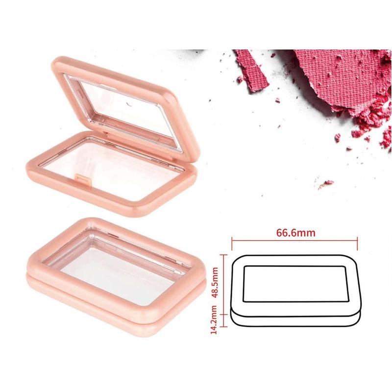 Explore our rectangular rounded-edge makeup palette, designed with a clear lid and smooth finish. Ideal for blush, powder, and eyeshadow products. Perfect for c...