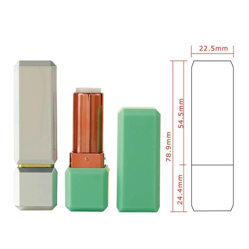 Square Lipstick Tube with Faceted Design