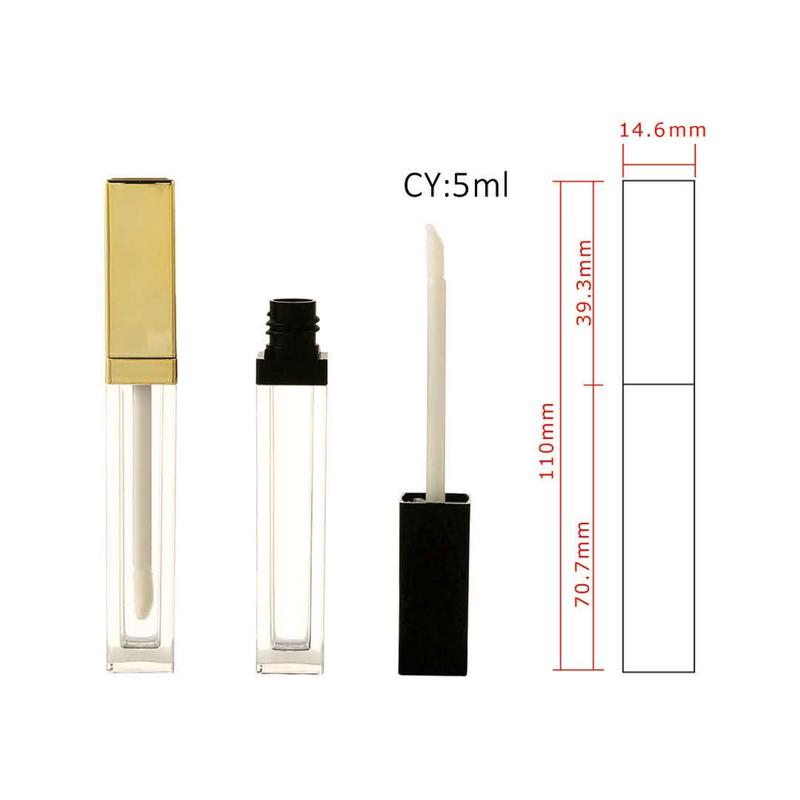 Square Lip Gloss Tube with Colored Cap