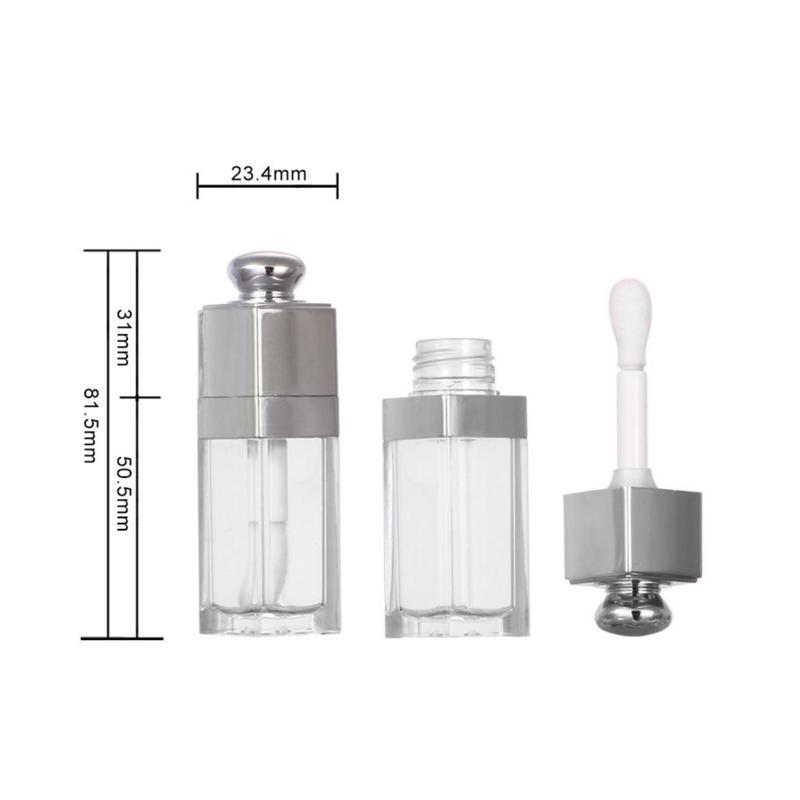 Crystal Square Lip Gloss Tube with Silve