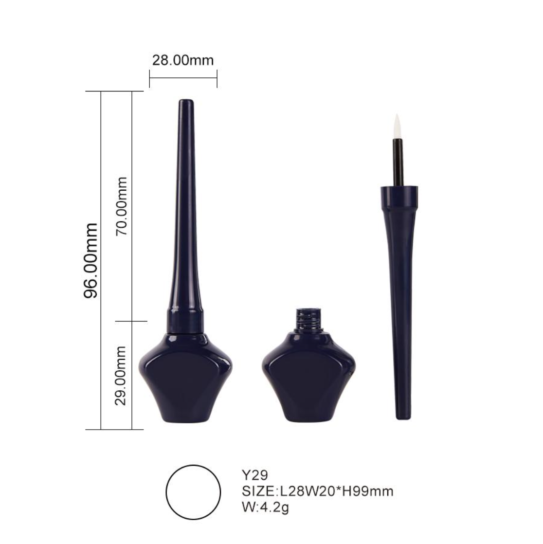 SPG-SSPY29 star-shaped base eyeliner tube with elongated cap and fine brush applicator. Eye-catching and functional cosmetic packaging for liquid eyeliner and l...