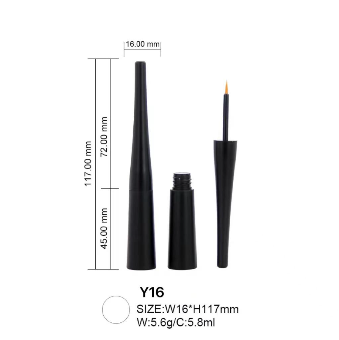 Slim Cylindrical Liquid Eyeliner Tube wi